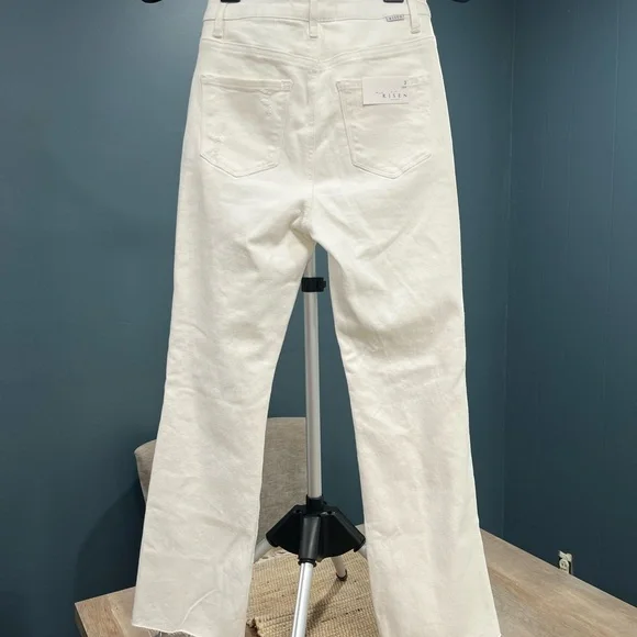 Risen Jill Straight Ankle High Rise White Button Fly Distressed Jeans Size 3 - Picture 3 of 5